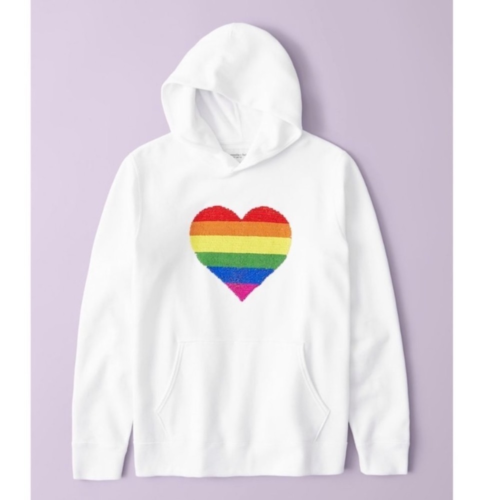 Abercrombie & Fitch pride heart sequin hoodie unisex size XS